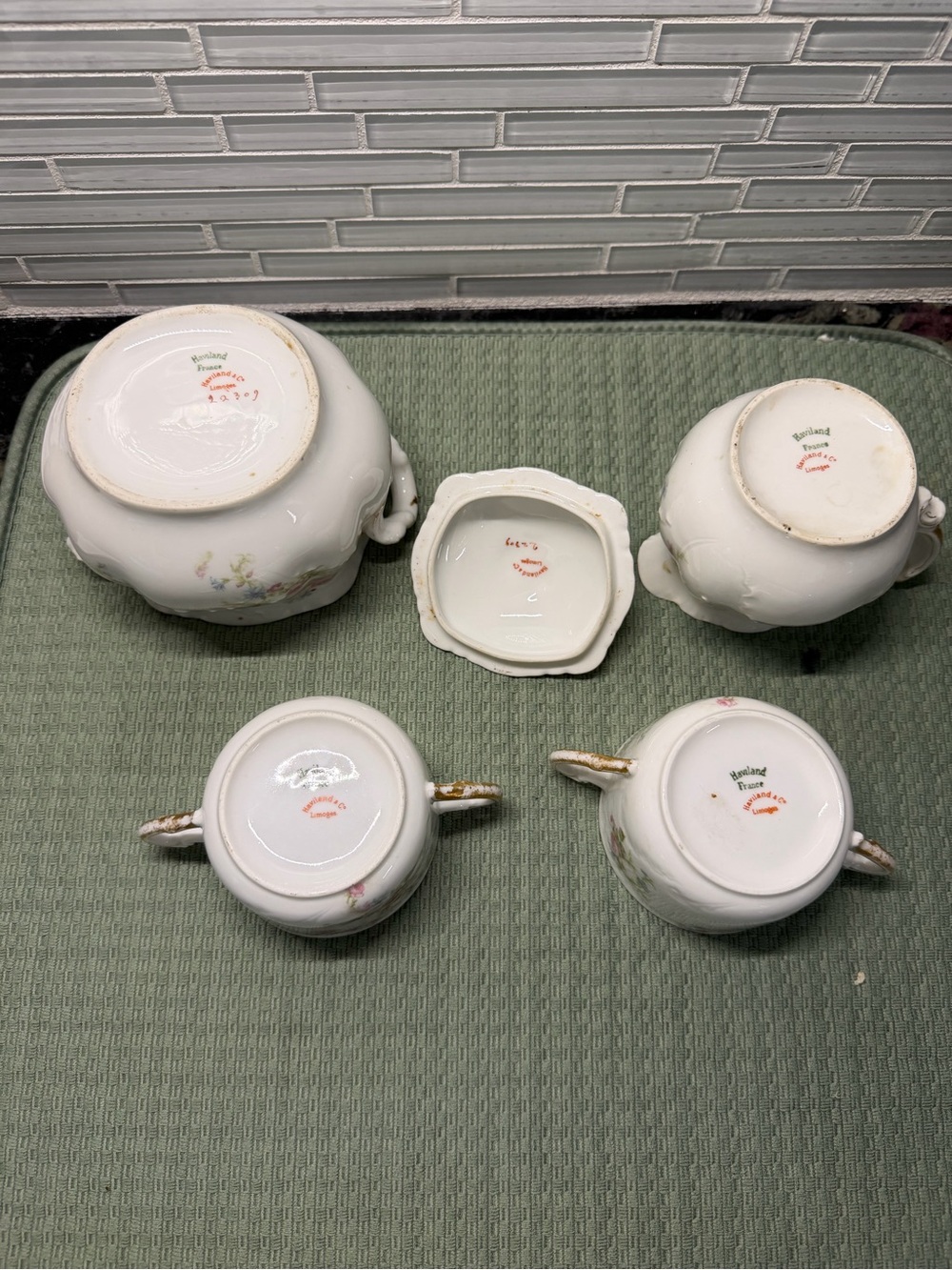 Haviland Limoge France China Floral Scalloped Cream and Sugars 4 pieces Antique - Picture 4 of 8